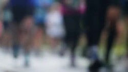 Abstract marathon runners Stock Footage