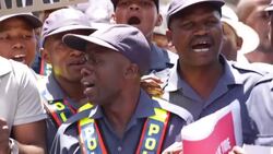 CLEAN : Police officers protest in Pretoria against gender based violence News Clip