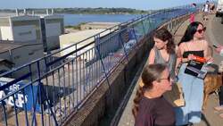 Protesters gather as migrant barge prepares to leave Falmouth Docks News Clip