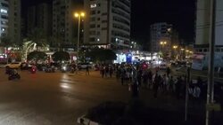 CLEAN : Aerial shots of Lebanese protesters marching in Tripoli News Clip