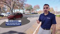 A little rain after a long period of dry weather makes roads extra slippery Instructional Video