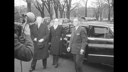 West German Chancellor Konrad Adenauer visits President Dwight Eisenhower at the White House in Washington, DC News Clip