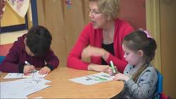 Warren visits school, speaks on early childhood ed News Clip