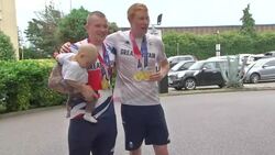 Adam Peaty and Tom Dean photocall with their Gold Medals News Clip
