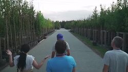 Gardeners are walking in the garden Stock Footage