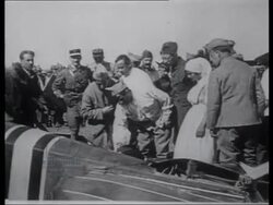 German plane is brought down in France after aerial battle. The victor, French aviator Raymond Vamier. 1918 Stock Footage