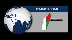 Earth Sphere Map and Madagascar Country Map with National Flag Stock Footage