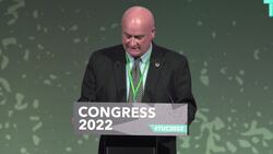 RMT general secretary Mick Lynch address the TUC congress in Brighton News Clip