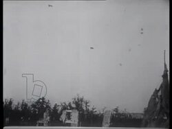 EDIT IMW930124 General Pershing decorates soldier, German plane attacks US balloon, US soldiers bring down plane France, 1918 Stock Footage