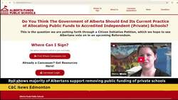 New poll shows majority of Albertans support removing public funding of private schools News Clip