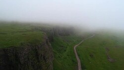 Usual polar landscape in northern countries with glacier, bay and hill Stock Footage