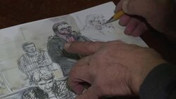 CLEAN : Court sketches from trial of prisoner accused of carrying out a jihadist attack on guards News Clip
