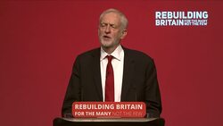 Jeremy Corbyn gives keynote speech on the final day of the Labour conference. Part 15. News Clip