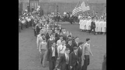 Philadelphia high school graduates march at school assembly, 1932 News Clip