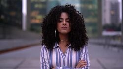 Confident Businesswoman arms crossed Stock Footage