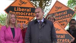 Sir Ed Davey gives a speech in Eastleigh while campaigning for the local elections News Clip