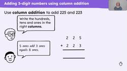 Review adding 3-digit numbers using column addition without regrouping Instructional Video