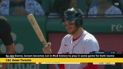 Danny Jansen becomes 1st in MLB history to play in same game for both teams News Clip