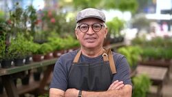 Portrait of Garden Market Employee / Owner Stock Footage