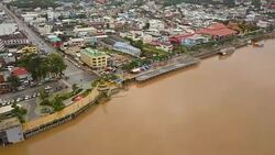Aerial shot of E-san landmark of Mekong River at Nakhon Phanom, North east in Thailand. Concept of: power, adventure, nature and water. Stock Footage