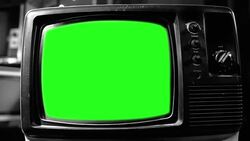 Vintage Tv Green Screen. Aesthetics Of The 80S. Black And White Zoom In. Stock Footage