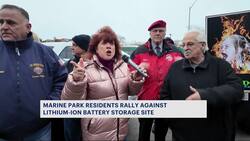Marine Park residents rally against lithium-ion battery storage site News Clip