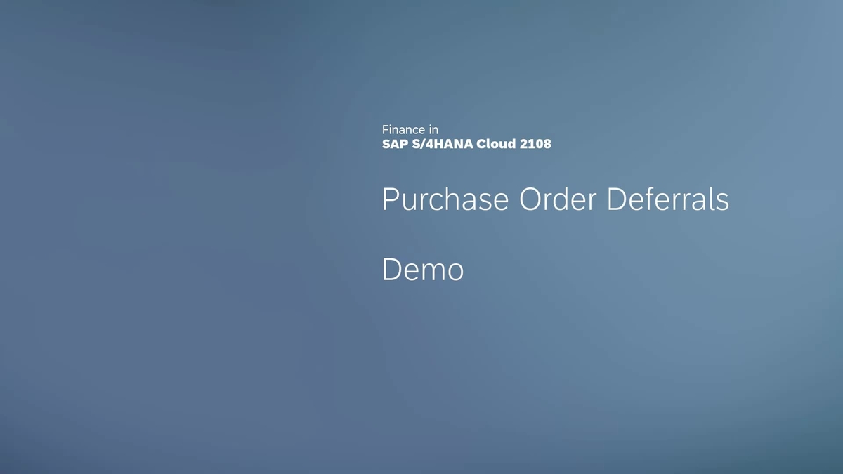 SAP Video - 2108 | Automatic Invoice Deferrals Based on Purchase Order ...