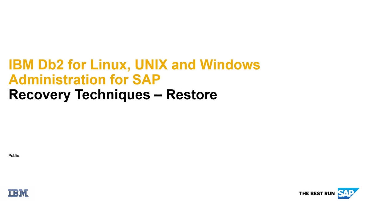 Sap video db2 recovery techniques restore