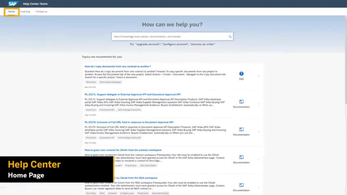 Ariba Help Center Strategic Procurement Buyer Tutorial