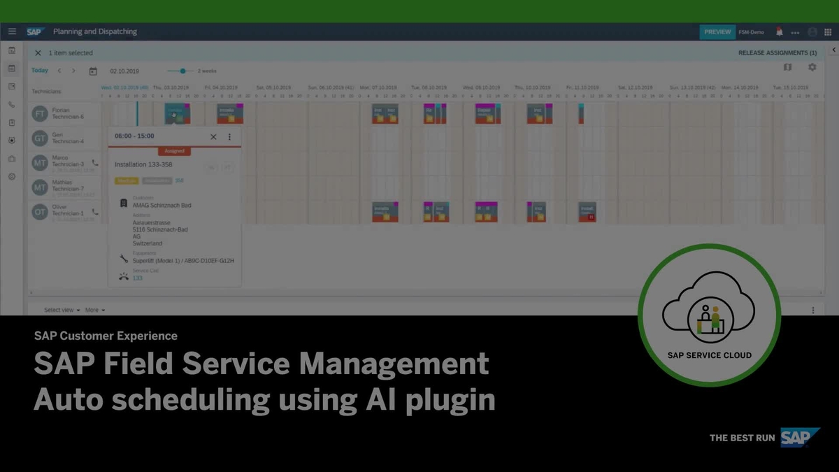 [ARCHIVED] Auto Scheduling Using AI Plugin SAP Field Service Management