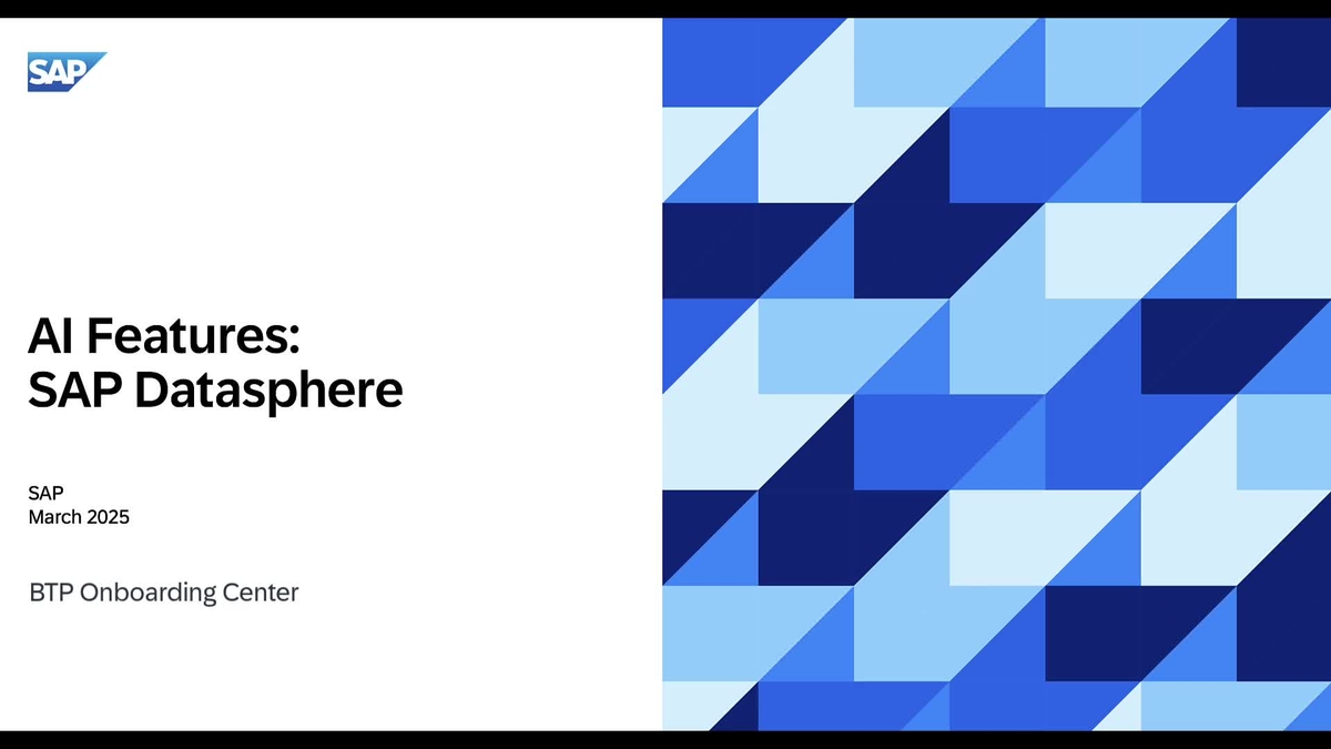 SAP Video - AI Features for SAP Datasphere