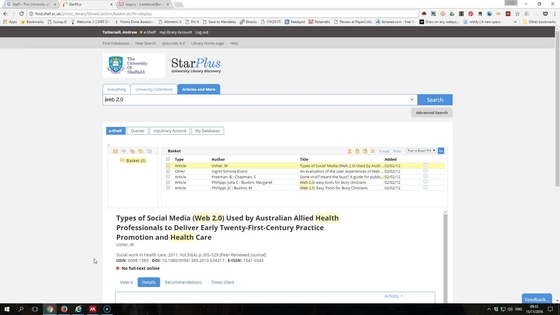 Exporting references from StarPlus eshelf to Mendeley