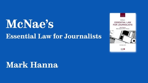 Thumbnail for Sheffield Authors Showcase - Mark Hanna - McNae's Essential Law for Journalists