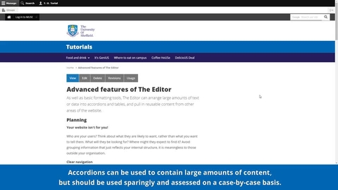Thumbnail for entry New CMS Training | Introduction to the New CMS | The Editor | Advanced features