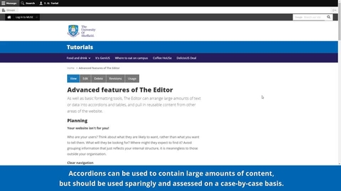 Thumbnail for New CMS Training | Introduction to the New CMS | The Editor | Advanced features
