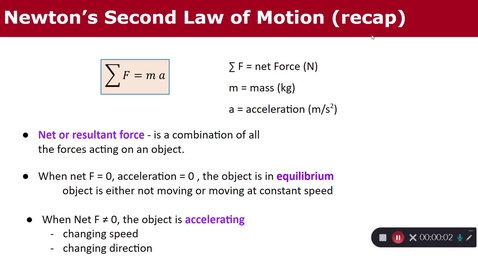 Thumbnail for 1.3.2 Newton's second Law of Motion - Quiz 