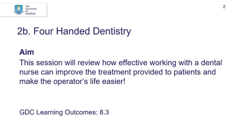 Thumbnail for entry 4th BDS DPU 2b Four Handed Dentistry with links to demonstration videos