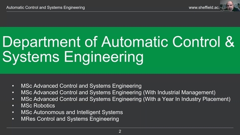 Thumbnail for entry Department of Automatic Control and Systems Engineering MSc 2020 entry