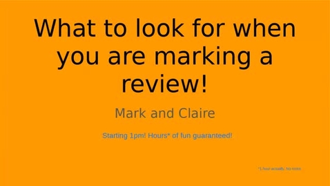 Thumbnail for C-PDO #8 - What to look for when you're marking a review