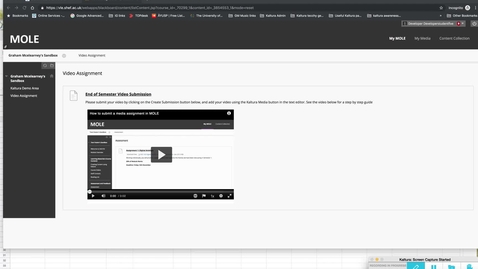 Thumbnail for How to submit your video assignment to Blackboard (MOLE) - April 2019