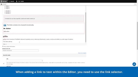 Thumbnail for New CMS Training | Introduction to the New CMS | The Editor | Adding links and anchors