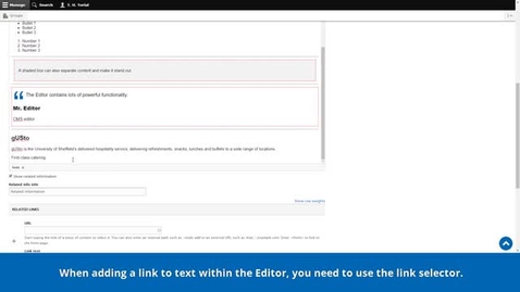 Thumbnail for entry New CMS Training | Introduction to the New CMS | The Editor | Adding links and anchors