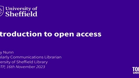 Thumbnail for entry Open Access Publishing (16/11/23) WRDTP