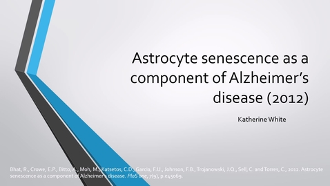 Thumbnail for entry Astrocyte senescence - Katherine White