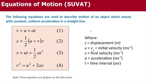 Thumbnail for Solving Dynamics Problems using SUVAT - Quiz