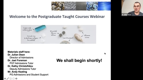 Thumbnail for Materials Science &amp; Engineering MSc taster lectures