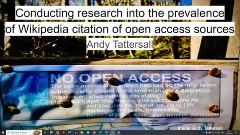 Thumbnail for entry Conducting research into the prevalence of Wikipedia citation of open access sources