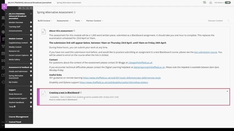 Thumbnail for (2/2) How to deploy a Blackboard Test in your course
