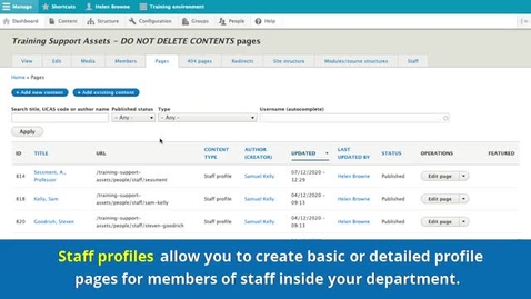 Thumbnail for New CMS Training  | Staff profile Content type