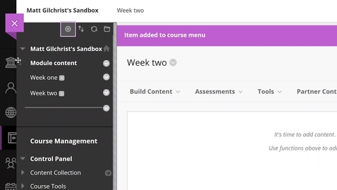 Thumbnail for Blackboard Course Left Hand Menu